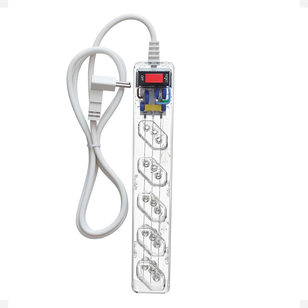 Filtro de Linha CLAMPER iCLAMPER Energia 5, 5 Tomadas, Proteção Contra Surtos Elétricos, 10A, Bivolt, Cabo 1m, Transparente