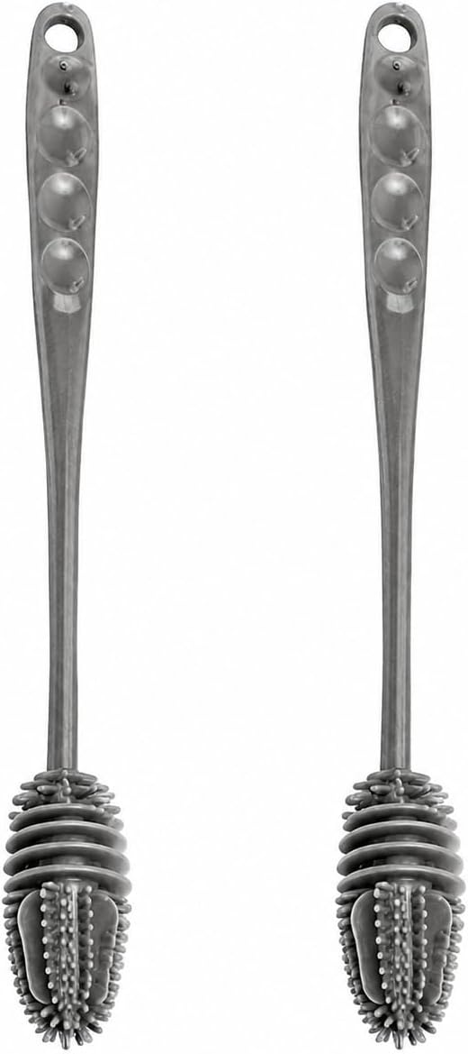 Escova de Silicone com Cabo Longo para Garrafas e Mamadeiras, Flexível, Higiênica, Não Risca, Alta Durabilidade (2, CINZA)