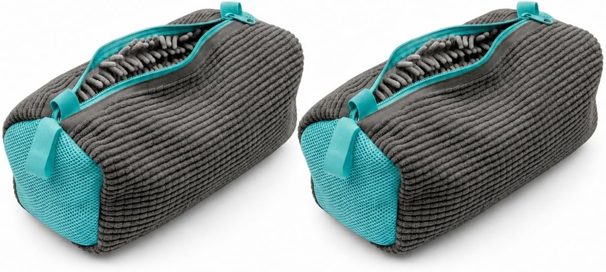 Saco para Lavar Tênis na Máquina, Microfibra Chenille, Zíper Reforçado, Proteção Antirrisco, Reutilizável (2, Cinza)