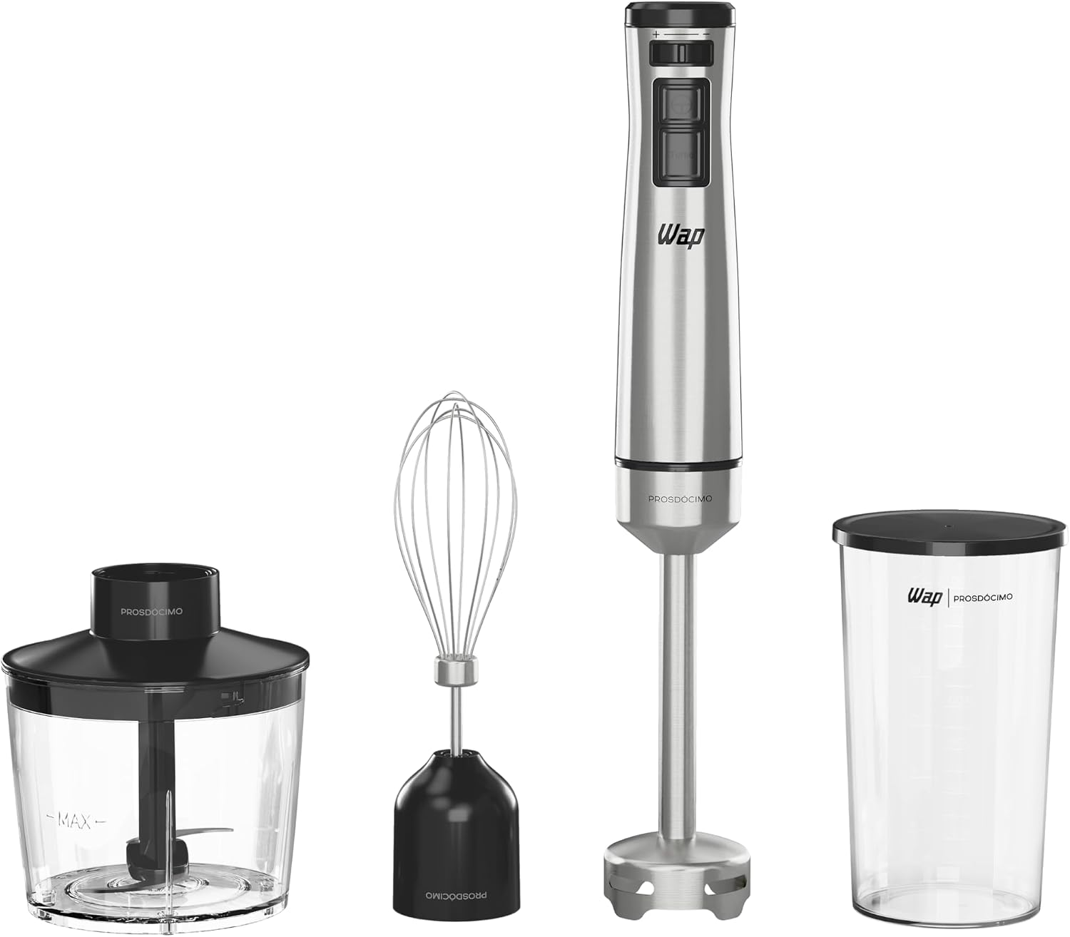 WAP Mixer Elétrico 3 em 1 com Processador, Miniprocessador e Batedor de Clara em Inox Prosdócimo WM1 600W 127V