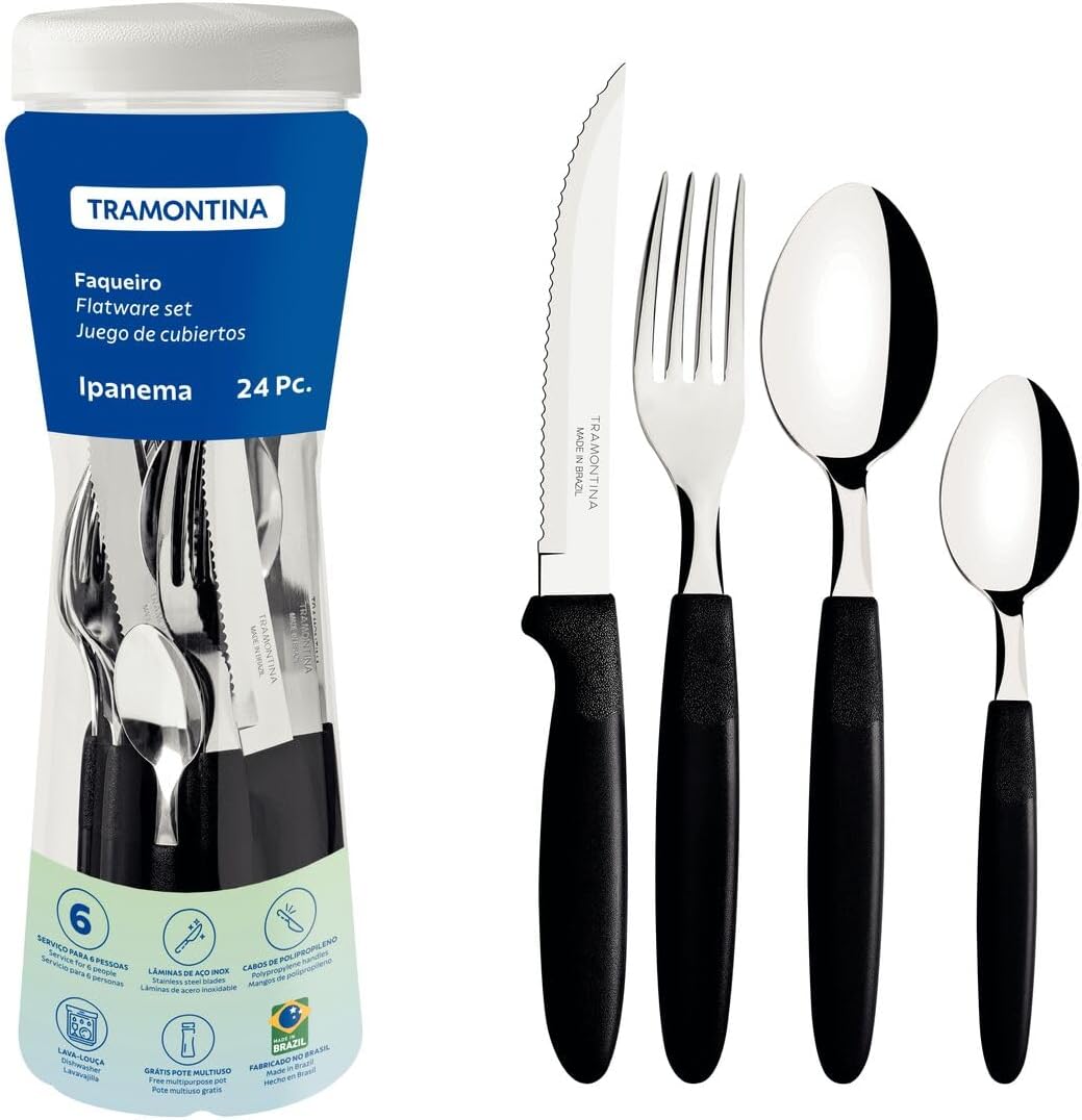 Faqueiro 24 Peças, Tramontina, Ipanema 23399091, Preto