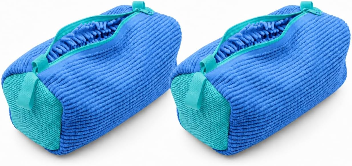 Saco para Lavar Tênis na Máquina, Microfibra Chenille, Zíper Reforçado, Proteção Antirrisco, Reutilizável (2, Azul)