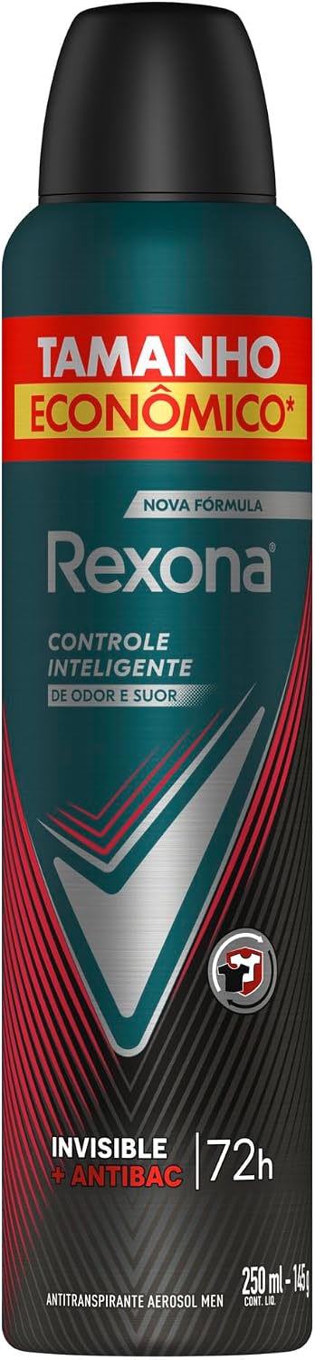Rexona Antitranspirante Masculino Aerossol Antibacterial e Invisible 250 ML, Leve Mais Pague Menos, Embalagem Pode Variar