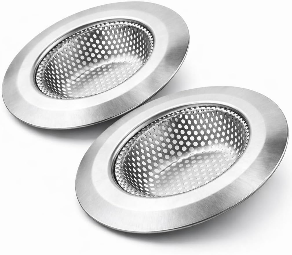 Ralo de Pia Inox Premium, 5,5cm, Antientupimento, Design Moderno, Fácil Limpeza, 2 Unidades