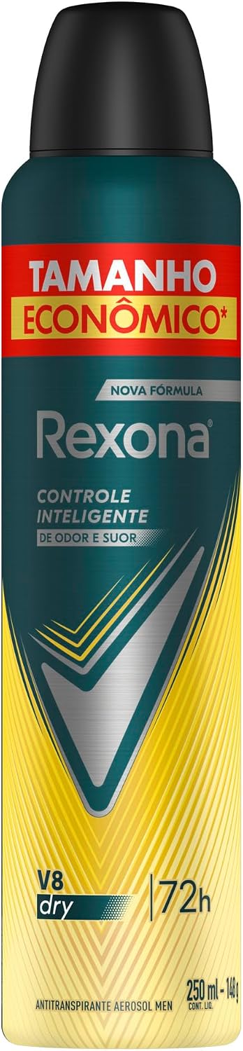 Rexona Antitranspirante Masculino Aerossol V8 250 ML, Leve Mais Pague Menos, Embalagem Pode Variar