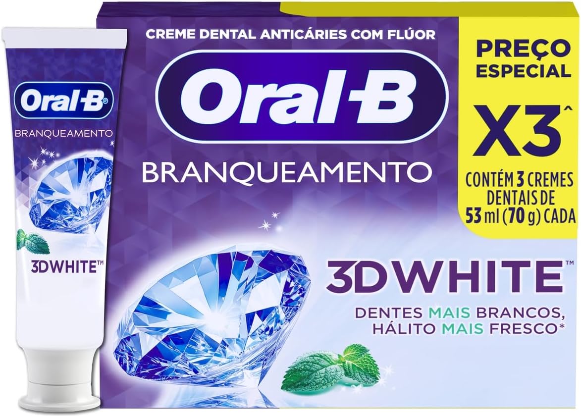Oral-B Pasta de Dente 3D White Brilliant Fresh, 3 Unidades de 70 g