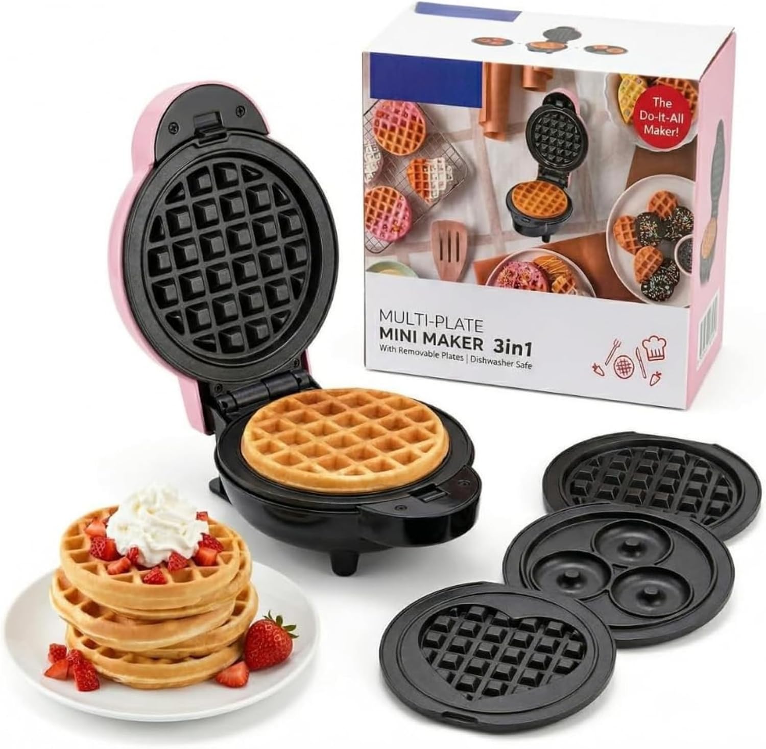 Máquina de Waffle e Donuts 3 em 1 110V com Placas Removíveis