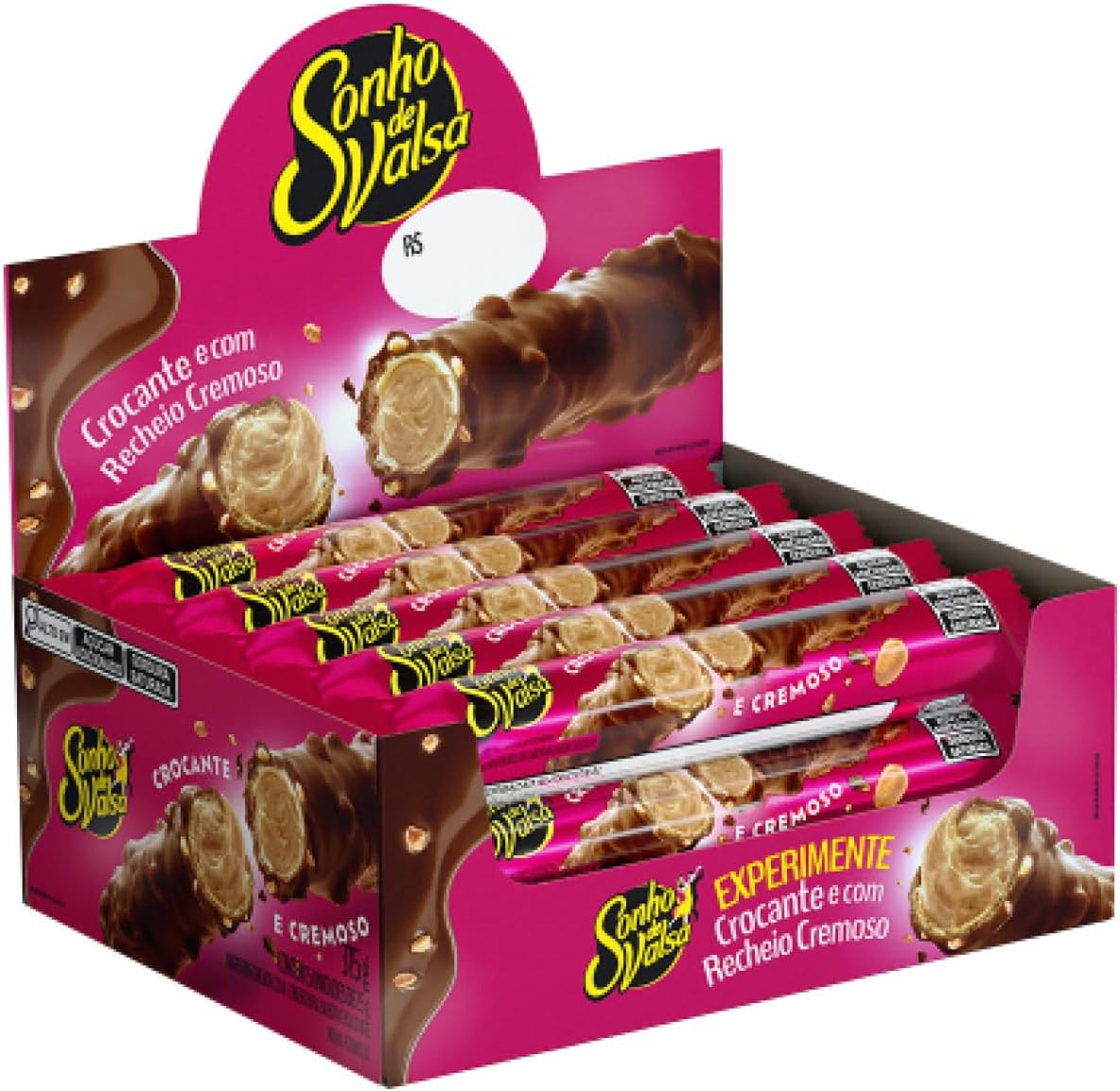 Stick Wafer Recheado Sonho de Valsa Sabor Chocolate - Display com 15 unidades de 25g