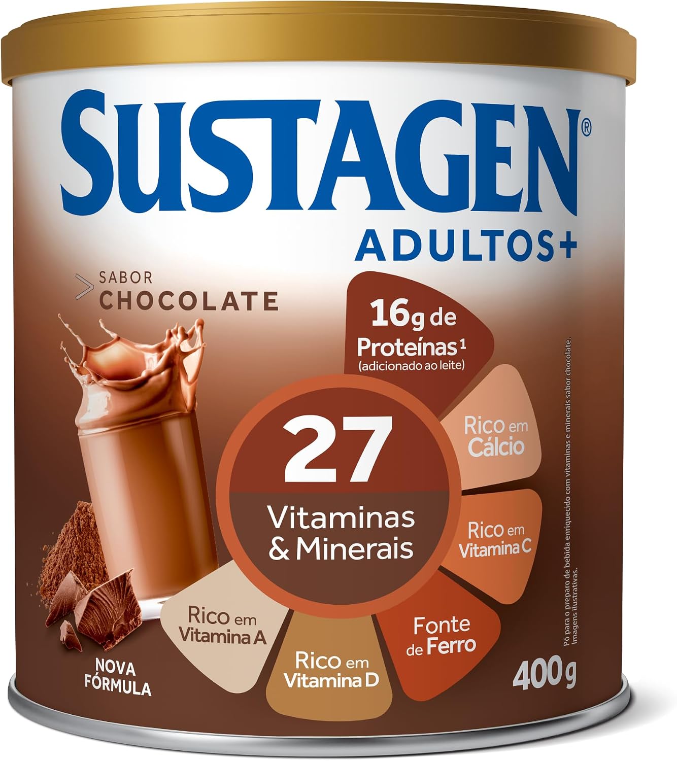 Complemento Alimentar Sustagen Adultos+ Sabor Chocolate - Lata 400g