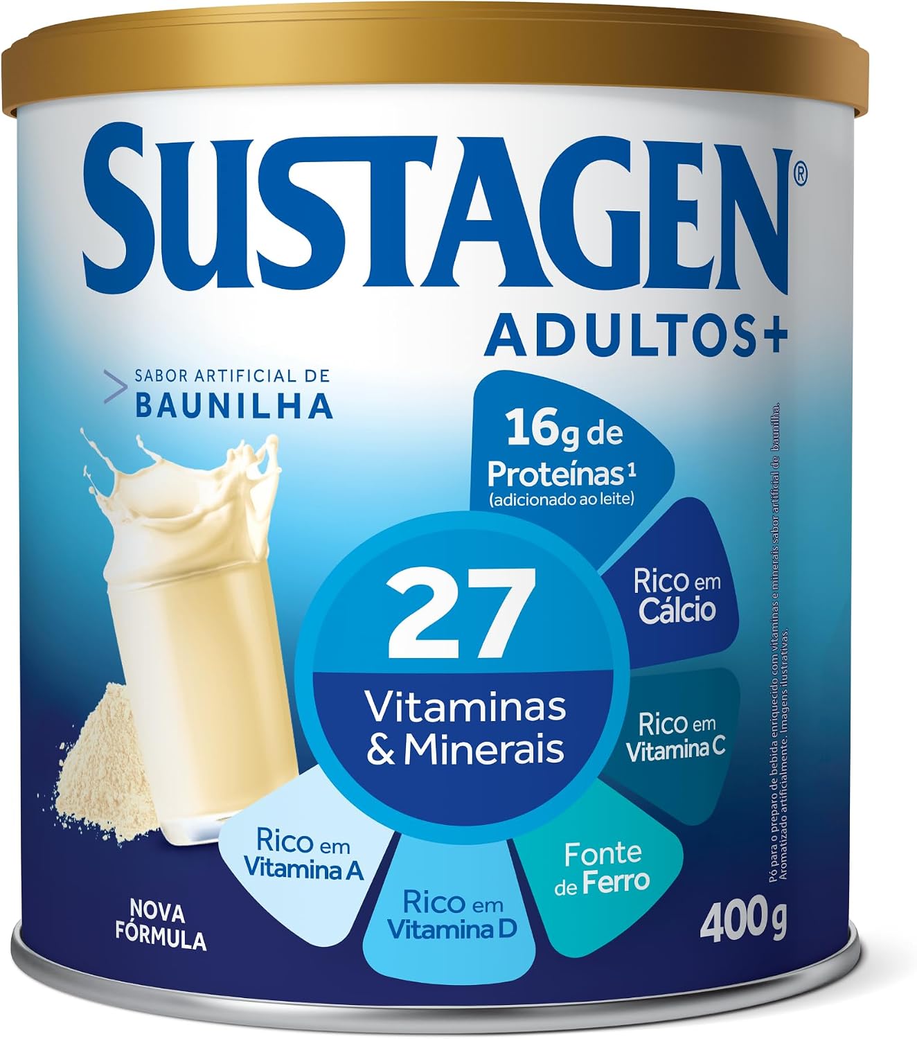 Sustagen N&E Complemento Alimentar Sustagen Adultos+ Sabor Baunilha - Lata 400G