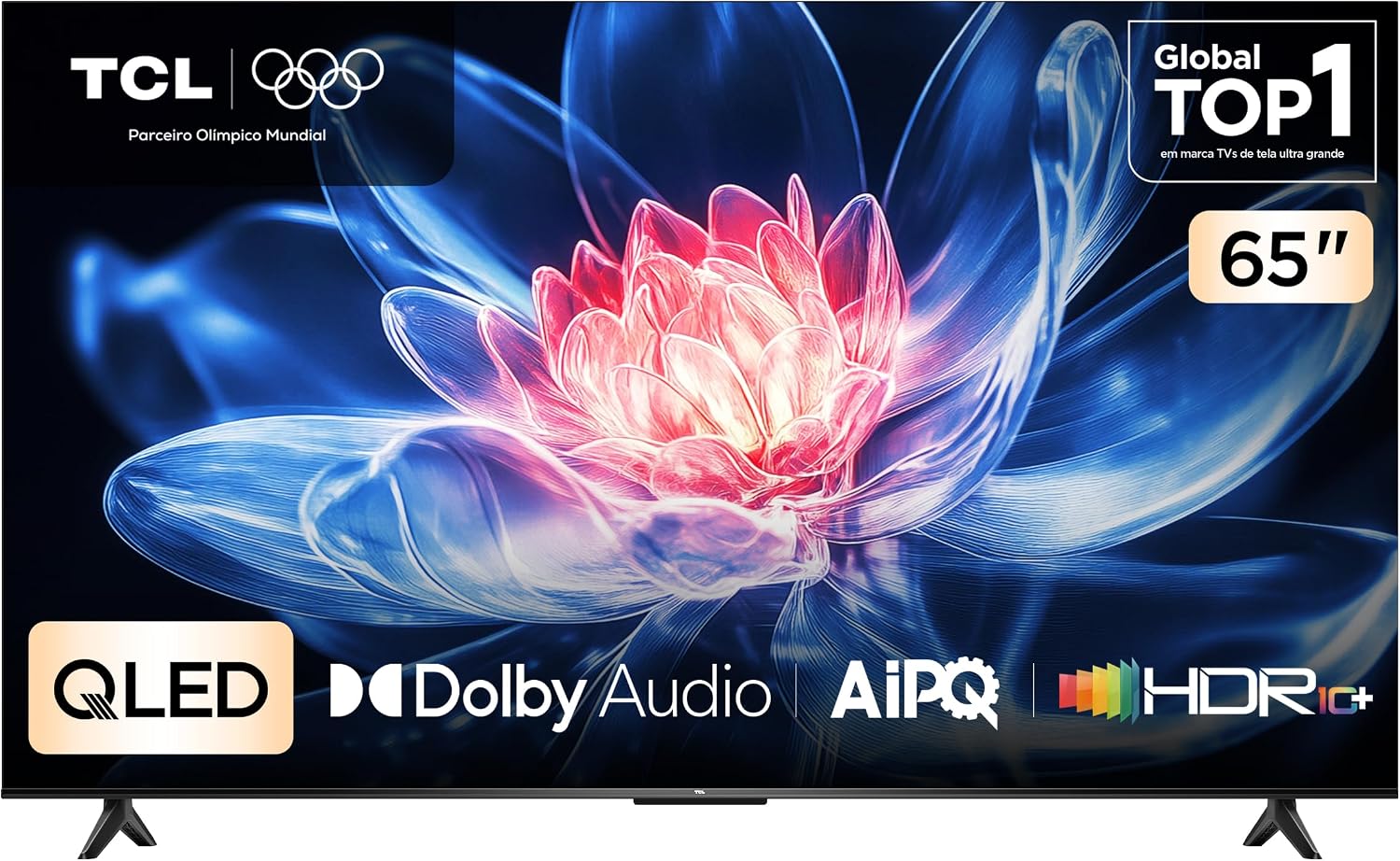 Smart TV TCL 65 Polegadas QLED 4K T6C WiFi Bluetooth Google TV Tela HVA e HDR10+ 65T6C