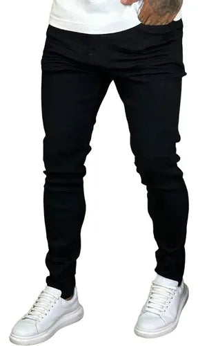 Calça Skinny Preta Masculina Jeans Com Elastano Lycra