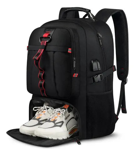 Mochila Viagem 80L Esportiva Academia Impermeável Para Homem De Grande Capacidade Com Compartimentos Para Sapatos, Mochila Para Notebook De 17' Polegadas ', Avanteco Z100 Color Preto