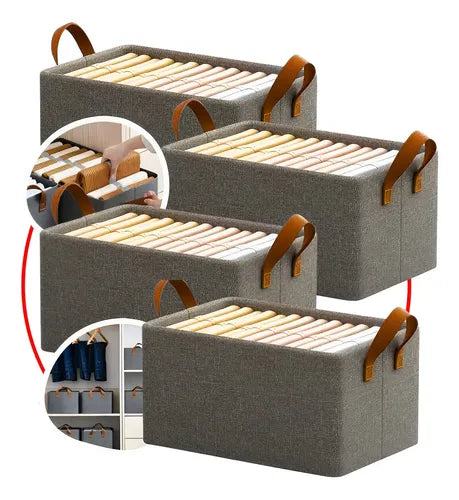 4 Caixas Organizadora De Guarda Roupa Cesto Gaveta Dobrável