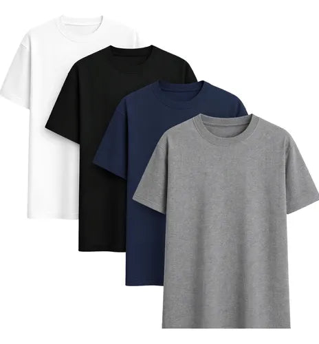 Kit 4 Camisas Camiseta Básica Lisa 100% Algodão Premium 30.1