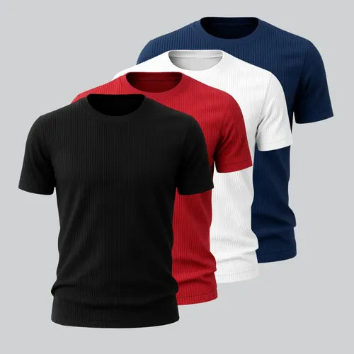 Kit 4 Camisetas Canelada Americana Masculina Ribana Premium