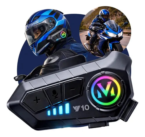 Fone De Ouvido Para Capacete Intercomunicador Bluetooth Headset Rgb Sem Fio Música GPS Chamadas Handsfree Alta Potência