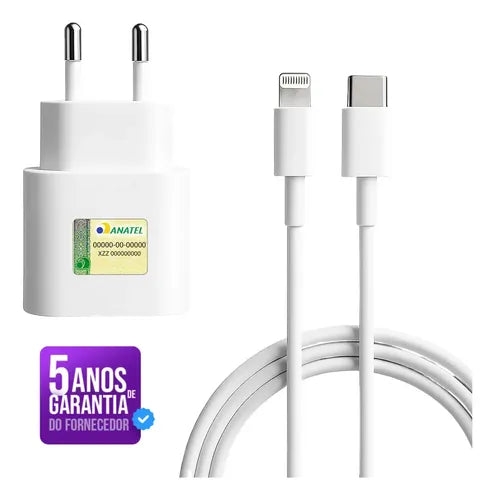 Carregador Turbo 20W 30W para iPhone 8 X XR 11 12 13 14 Pro Max Lightning Branco, Fonte Carregador Rápido, Carga Rápida Alta Velocidade, Entrada USB-C Lightning SAMZHE