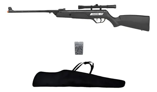 Carabina Rifle Pressão Cbc Jade 5.5 Luneta + Chumbo + Capa Preto 5.5 Mm