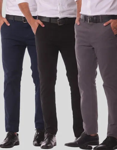 Kit 3 Calça Masculina Sarja Slim Alfaitaria Esporte Fino