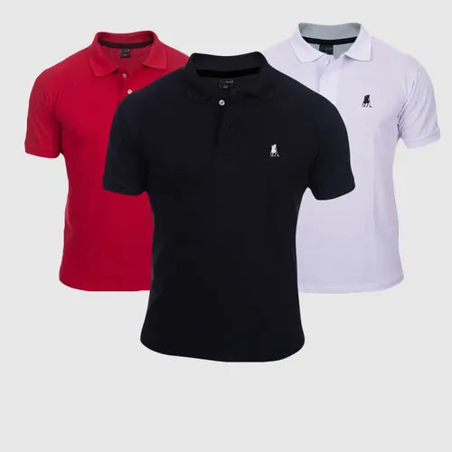 Kit 3 Camisa Gola Polo Masculina Camiseta De Algodão
