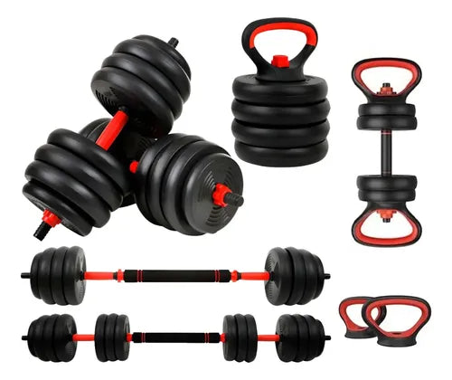 Kit Halter 6 Em 1 Musculação Até 20kg Ajustável Anilha