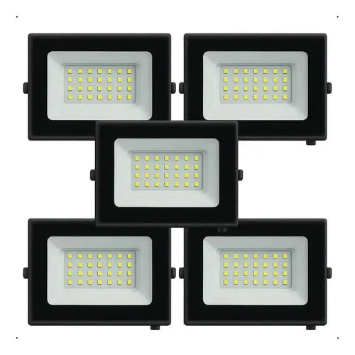 Kit 5 Holofote Refletor Led Eco Pro 100w Luz Branco Frio