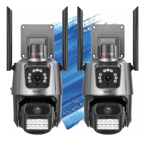 Kit 2 Câmeras De Segurança Hw Ip Wi-fi 6mp Lente Dupla Visão Noturna 355° Detecção De Movimento Com App Icsee