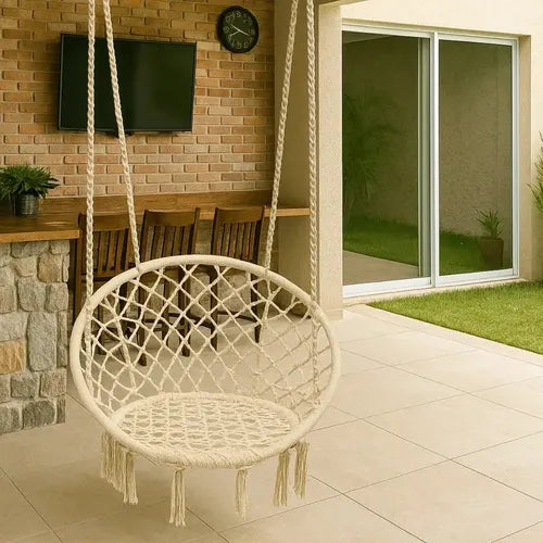 Cadeira De Balanço Rede Suspensa Luxo P/ Área Gourmet Jardim