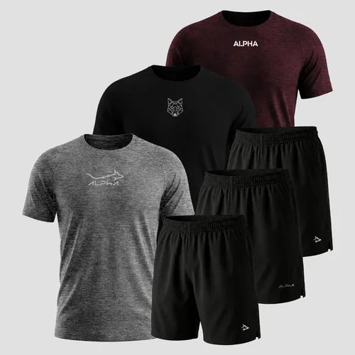 Kit 6 Peças Dry 3 Camisetas E 3 Bermudas Alpha
