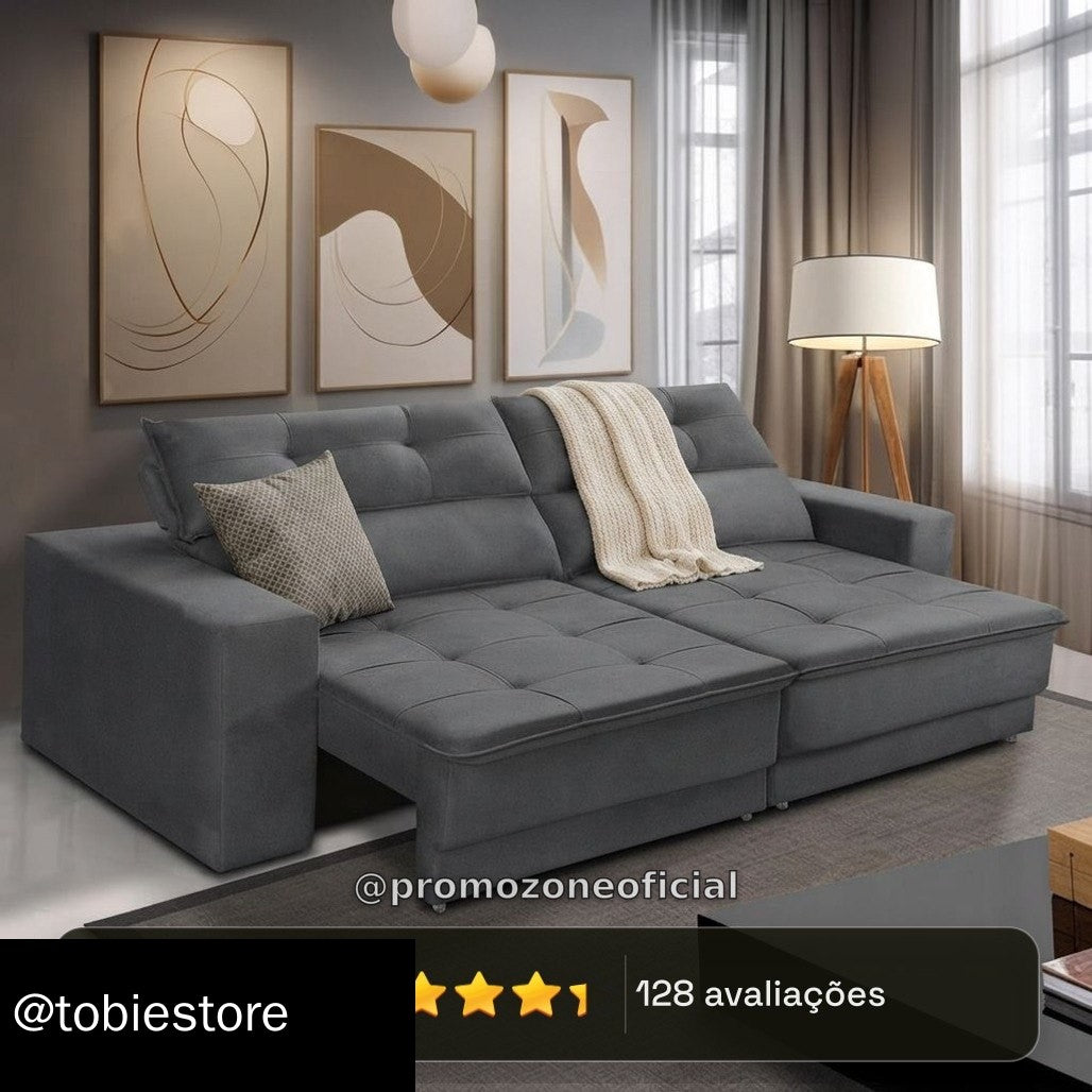 Sofá Retrátil Reclinável 2 Lugares Emily