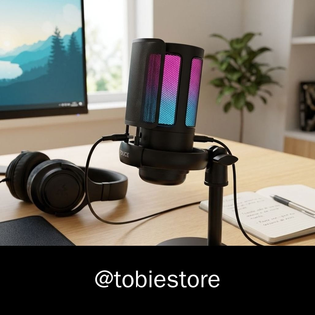 Microfone Gamer Condensador RGB