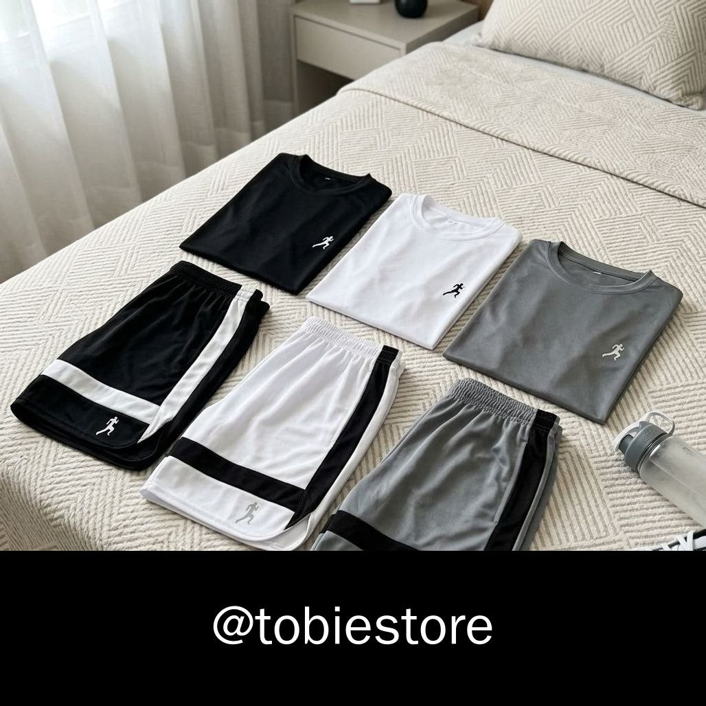 Kit Treino 3 Camisetas e 3 Bermudas