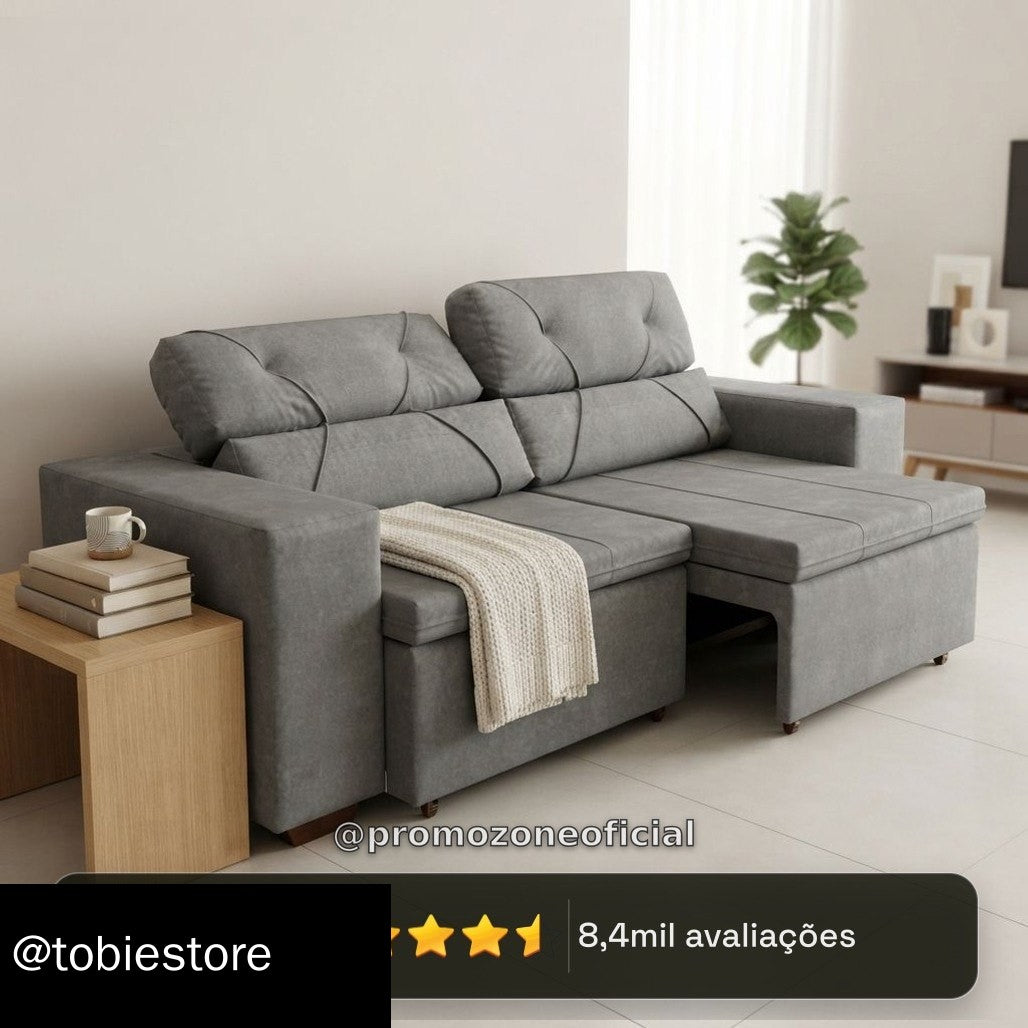 Sofá Retrátil e Reclinável Suede