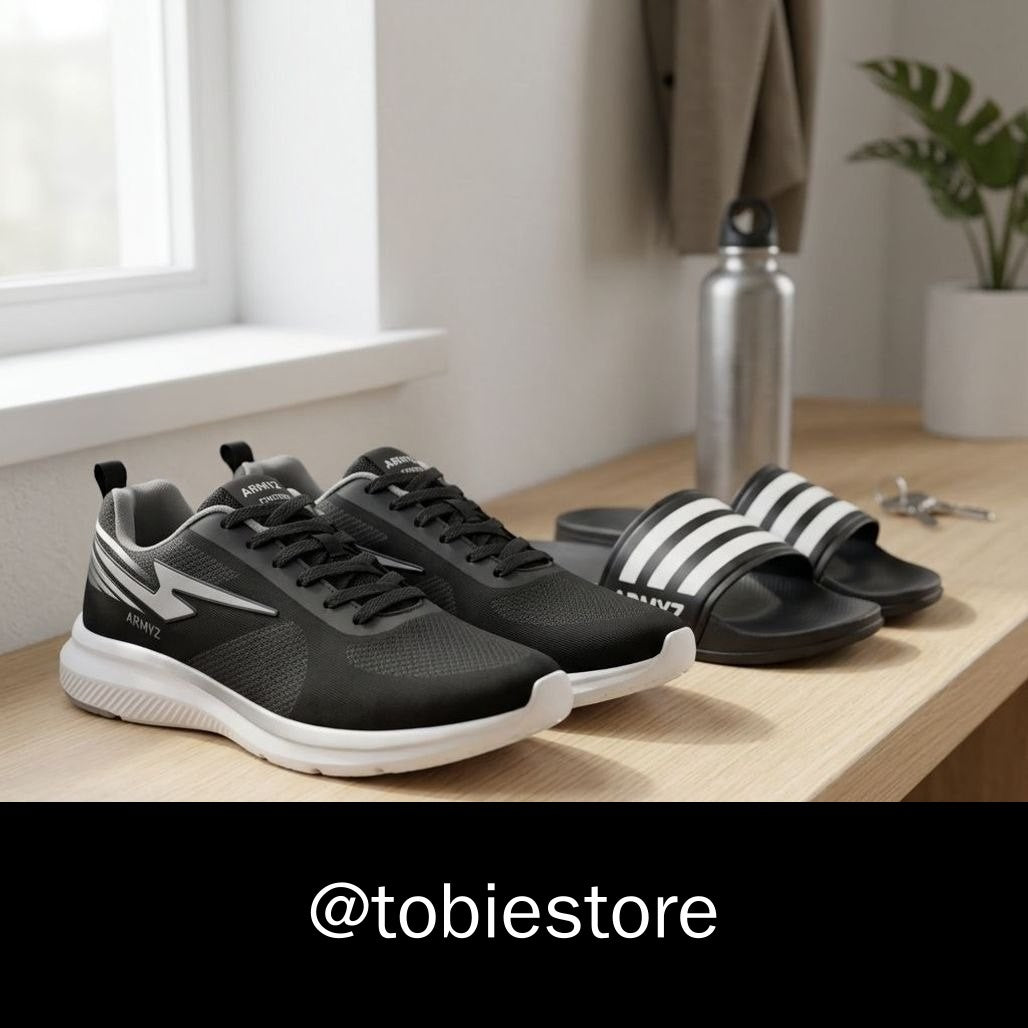 Kit Tênis Esportivo + Chinelo Slide
