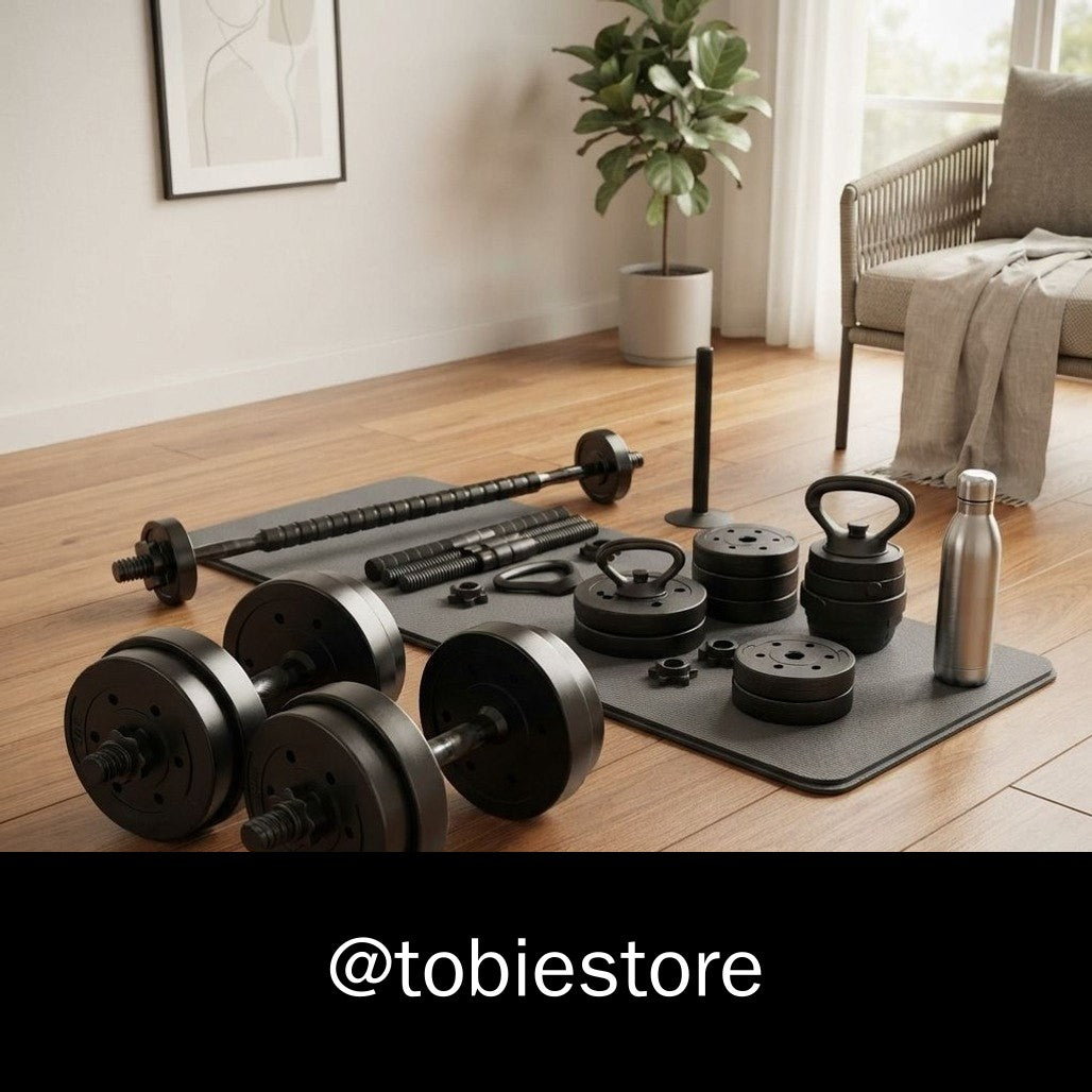 Kit Halteres Anilhas Kettlebell Ajustável Black
