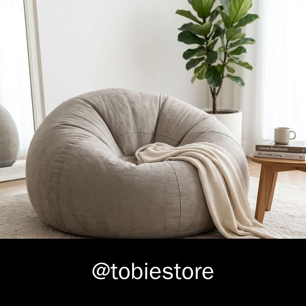 Puff Gigante Redondo em Suede